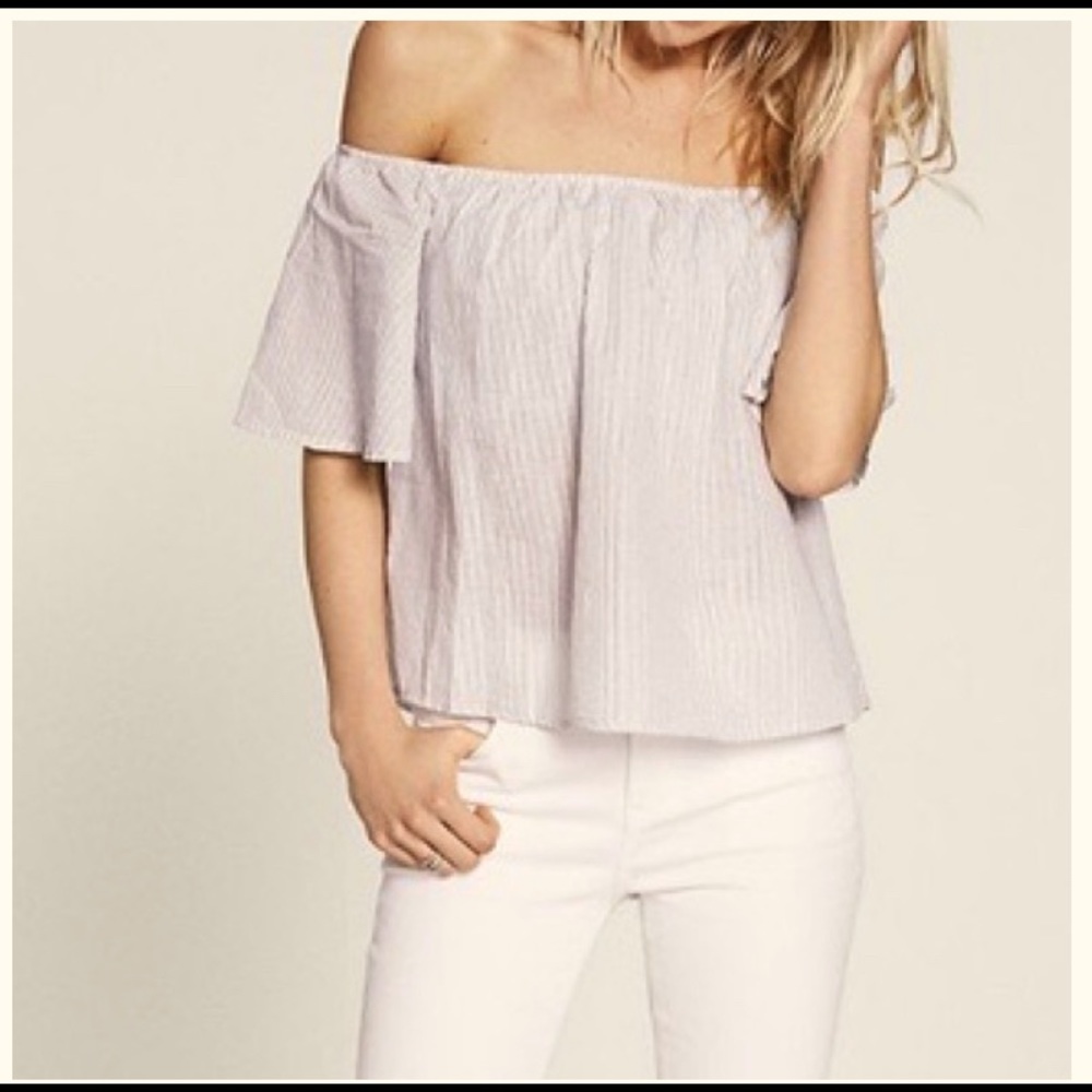 Express Off Shoulder Striped Top XS